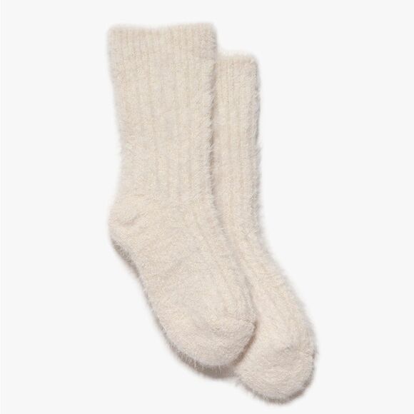 FRAME -denim Fuzzy Socks Off White - Picture 1 of 6